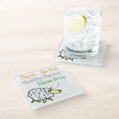 Schaap ontwerp voor een trouwplanner glas coaster glazen onderzetter (Schuin)