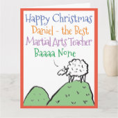 Schaap Ontwerpt Gelukkig Kerstmis Martial Arts Ler Kaart (Voorkant)