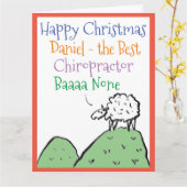 Schaap Ontwerpt Prettig Kerstfeest aan een Chiropr Kaart (Gele Bloem)