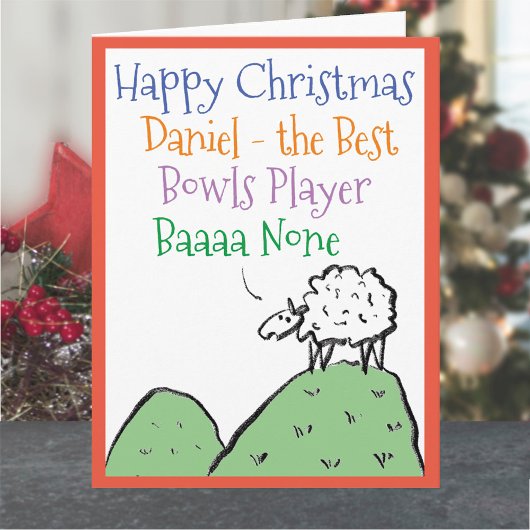 Schaap Ontwerpt Prettig Kerstfeest voor een Bowler Kaart