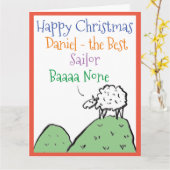 Schaap Ontwerpt Prettig Kerstfeest voor een Zeeman Kaart (Gele Bloem)