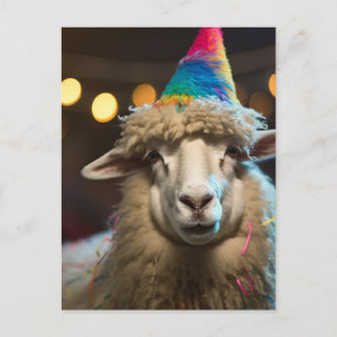 Schaap op een Grappig Kleurrijk Verjaardagsfeest Briefkaart