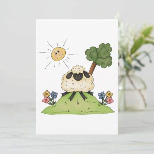 Schaap op een heuvel uitnodigingen (Staand voorkant)