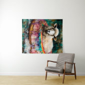 Schaap op een regenboogkleur Drijvende donut Wandkleed (In Situ (horizontaal))