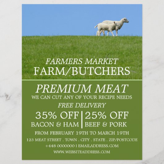 Schaap op Gras, Boer & Slager Reclame Flyer (Voorkant)