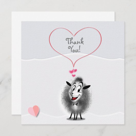 Schaap Papieren Kunst Schattig Bedankkaart (Voorkant / Achterkant)