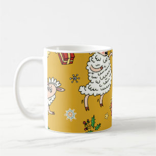  schaap: pastorale achtergrond. koffiemok