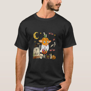 Schaap pompoen gezicht als boo spook Halloween kos T-shirt