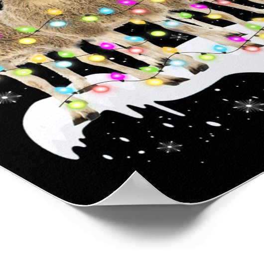 Schaap rendier Kerstmis met Licht Leuk Xmas Poster (Hoek)