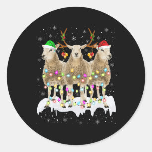 Schaap rendier Kerstmis met Licht Leuk Xmas Ronde Sticker