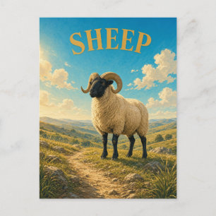 Schaap Rollende Hooglanden Watercolor GeoSaga Briefkaart