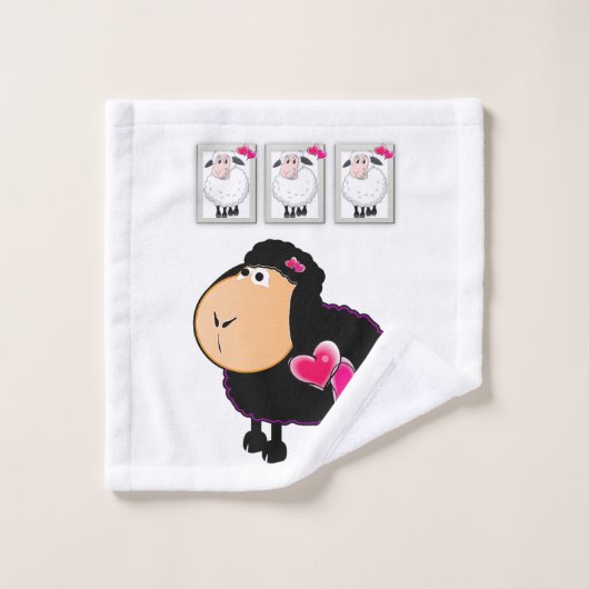 Schaap Roze Harten Handen Badkamer Handdoek Sets (Wasdoekje)