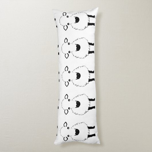 Schaap, schattig en knuffel, in een rij. lichaamskussen (Achterkant (Verticaal))