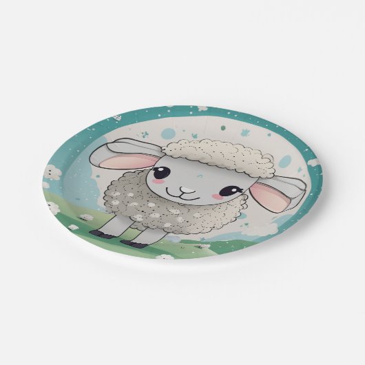 Schaap schattig papieren bordje (Gekanteld)