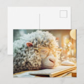 Schaap slaapt aan de computer met bril feestdagenkaart (Voorkant / Achterkant)