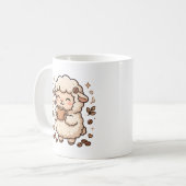 Schaap Slurpende Koffiemok Kawaii Kunst (Voorkant links)