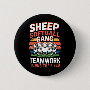 Schaap Softll Gang Teamwerk Maakt Het Veld Leuk _1 Ronde Button 5,7 Cm