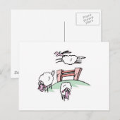 schaap springt over hek briefkaart (Voorkant / Achterkant)