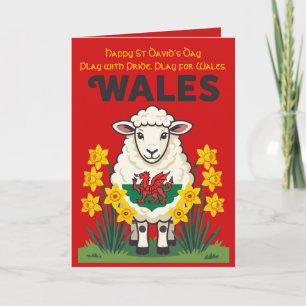 Schaap steunt Wales St Davids Day-ontwerp Kaart
