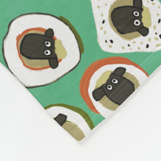 schaap sushi green fleece deken (Hoek)