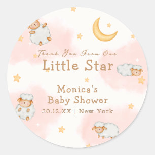 Schaap Twinkle Twinkle Moon Stars Meisje Baby show Ronde Sticker