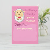 Schaap Uitnodiging Roze (Staand voorkant)