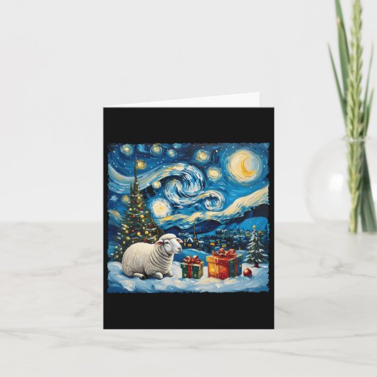 Schaap Van Gogh Style Sterrennacht Kerstwinter Kaart (Voorkant)