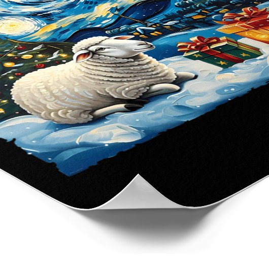 Schaap Van Gogh Style Sterrennacht Kerstwinter Poster (Hoek)