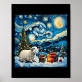 Schaap Van Gogh Style Sterrennacht Kerstwinter Poster (Voorkant)