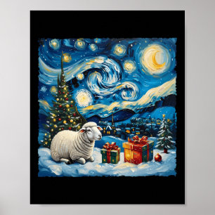 Schaap Van Gogh Style Sterrennacht Kerstwinter Poster