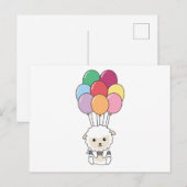 Schaap vliegt met kleurrijke ballonnen aan boord k briefkaart (Voorkant / Achterkant)