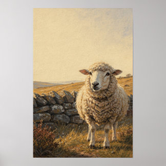 Schaap Whimsical Boerderij Fauna Kunstprint Poster