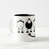Schaap, witte of zwarte schapen van de familie tweekleurige koffiemok (Voorkant links)
