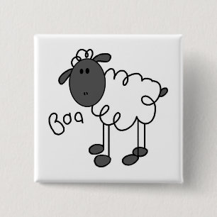 Schaap Zegt Bèh T-shirts en Cadeaus Vierkante Button 5,1 Cm