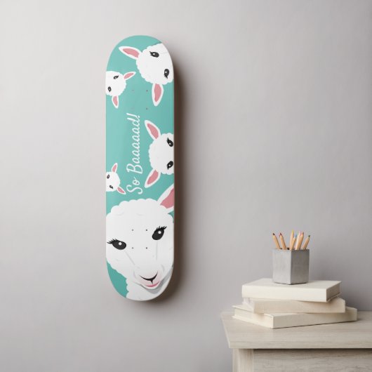 Schaap Zo Slecht Turquoise Dier Puns Illustratie Persoonlijk Skateboard (Muurkunst)