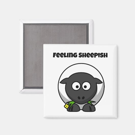 Schaapachtig Knuffelschaap Cartoonschaap met Grapp Magneet (Voorkant / Achterkant)