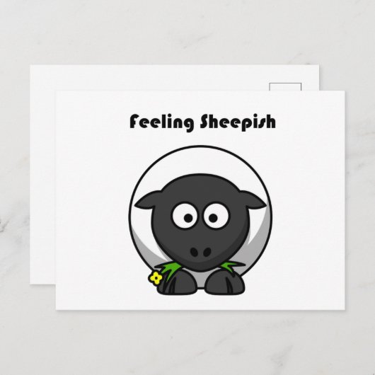 Schaapachtig voelen Schattige verlegen Schaap Grap Briefkaart (Voorkant / Achterkant)