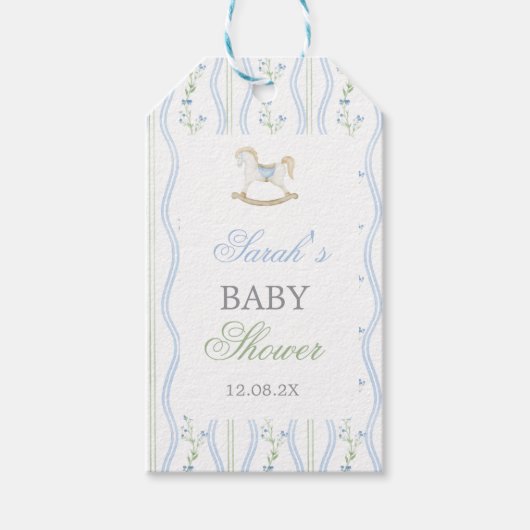 Schaapje Baby Shower Jongen Cadeaulabel (Voorkant)