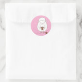 Schaapje breit bruine wol ronde sticker (Tas)