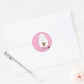 Schaapje breit bruine wol ronde sticker (Envelop)