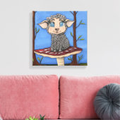 Schaapje op Paddenstoel Canvas Afdruk (Insitu (Woonkamer))