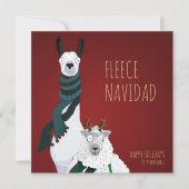 “Schaapjes Navidad” Feestelijke Grappige Chique Pu Feestdagenkaart (Voorkant)