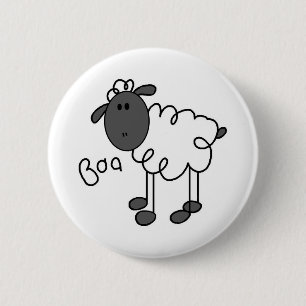 Schaapjes T-shirts en cadeaus met stickfiguren Ronde Button 5,7 Cm
