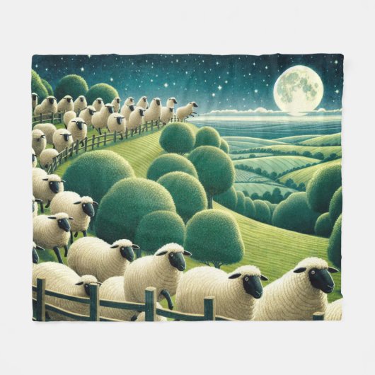 Schaapjes Tellen Fleece Deken (Voorkant (Horizontaal))