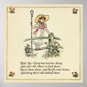 Schaapjes verloren: Klassieke Kate Greenaway Rijmp Poster