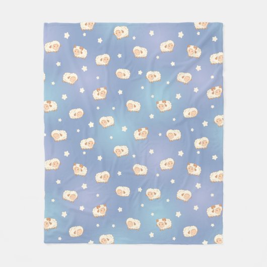 Schaapjespatroon op blauwe achtergrond fleece deken (Voorkant)