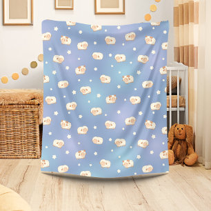 Schaapjespatroon op blauwe achtergrond fleece deken