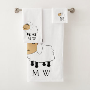 Schaapontwerp met monogram bad handdoek