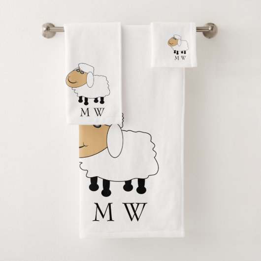 Schaapontwerp met monogram bad handdoek (Insitu)