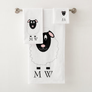 Schaapontwerp met monogram bad handdoek